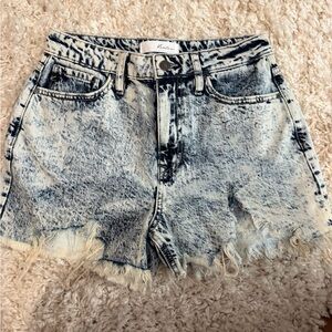 KanCan Women's Acid Wash Jean Shorts - Black and White